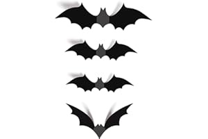 RALLEYFUN Halloween Bats Wall Décor 3D Bats Decoration DIY Scary Bat Stickers PVC Decal for Outdoor Indoor Home Yard Wall Window Party Supply (72 Pcs)