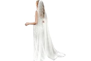 chrumeshi Long Wedding Bride Veil Pearl Chapel Length Veils For Women With Comb