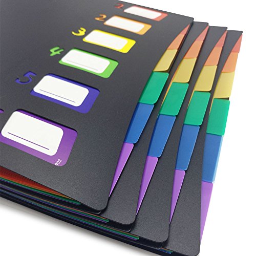 6 Pocket Plastic File Folders - Heavy Duty Black Shell and 6 Rainbow ,Letter Size - 12.2 x 9.84 x 0.6, Multicolor - Thumbnail 4