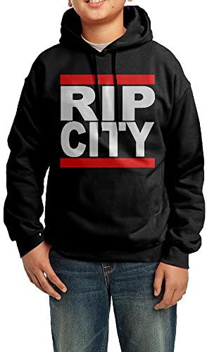 TMDING Youth's Rip City Basketball Team Hooded Sweatshirt Black XL