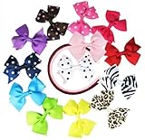 HipGirl Boutique Girls Baby Toddler Interchangable Hair Bow and Headband Set