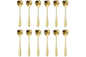 Charming Heart Shaped Coffee Spoons Set of 12 for For home and Restaurant Serving Needs (gold)