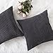 Home Brilliant Pillow Cover 26 x 26 Soft Striped Corduroy Decorative Euro Throw Pillow Sham for Couch, 66x66 cm, Dark Grey