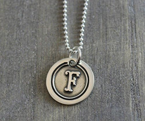 Wax Seal Sterling Silver 18 inch Necklace - Old English Font Letter - Jewelry Gift Idea for Women (F)