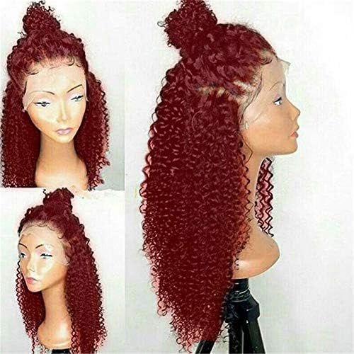 Aibelly 28” Synthetic Lace Front Wig Free Part Long Curly Wig Fashion Noble Women's Parting Heat Resistant Replacement Wine Red