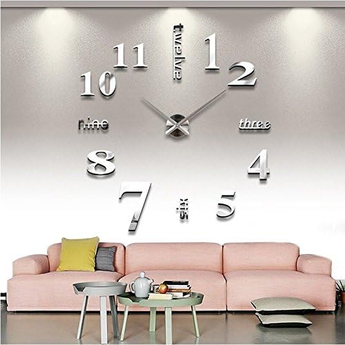 HUANGYAHUI wall clockWall Clock Clocks 3D Diy Acrylic Mirror Stickers ,Sky Blue