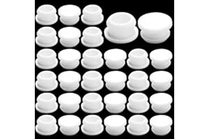 BOPOREAE 30 Pcs 13.5 mm Silicone Rubber Plugs Snap in Locking Hole Plugs for 9/16" Round Holes, Longer & Thicker Rubber Stoppers, Tube Pipe End Caps Bathtub Jet Covers, Waterproof Sealing PlugsWhite