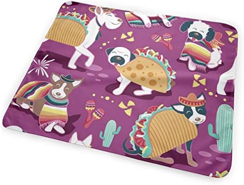 Mexican Tacos Dogs Team Small Scale Dark Pink Bed Pad Washable Waterproof Urine Pads for Baby Toddler Children and Adults 31.5 X 25.5 inch