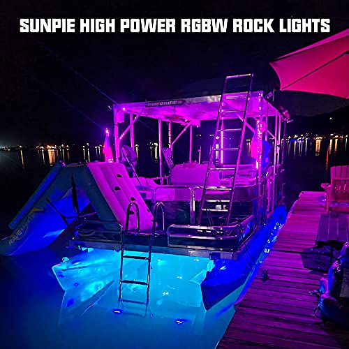 SUNPIE RGBW LED Rock Lights 4 Pods Metal High Power App RF Remote