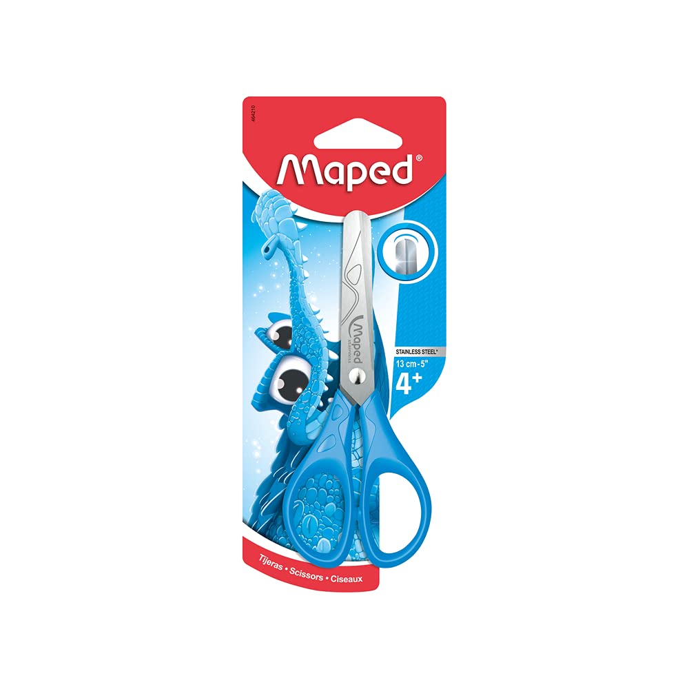 Maped - Essential Craft Scissors, 13 cm, Rounded tip, Blue, Pink, Green