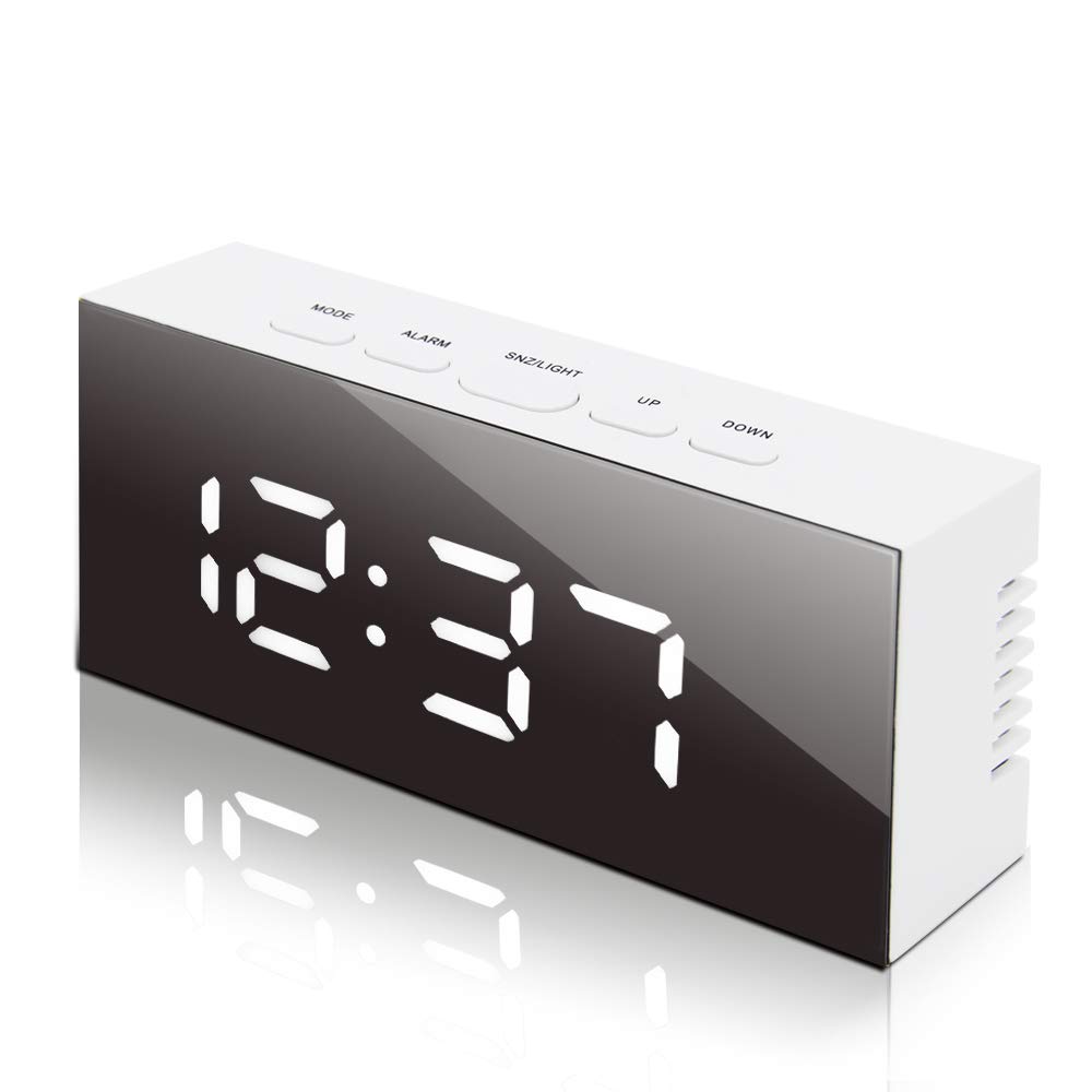 GLOUE Led Digital Alarm Clock,Alarm Clocks Bedside Temperature Display Snooze and Large Display