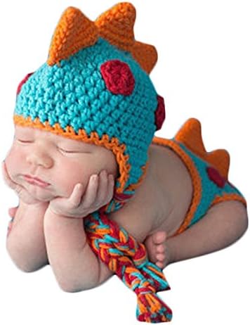SIKEMAI Newborn Photography Props Outfits - Baby Boy/Girl Knitted Hat Pants Dinosaur Costume Set