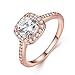 Naivo Gold Plated Crystal Stone Halo Setting Pave Band Engagement Ring Women's (1.90 carats) (Rose Gold, 6)