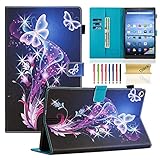 Dteck Case for All-New Amazon Fire HD 10 Tablet (7th Generation, 2017 Release) - Slim Fit PU Leather Folio Stand Smart Cover with Auto Wake/Sleep for Fire HD 10.1 inch, Twinkle Butterfly