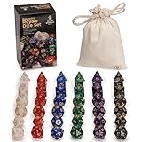 Yellow Mountain Imports 42 Polyhedral Dice, 6 Colors with Complete Set of D4, D6, D8, D10 (00-90 and 0-9), D12, and D20