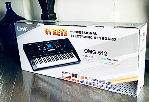QMG 61 Key Digital Electronic Keyboard Piano with Dust Cover, Piano Sticker, and Power Supply - The Complete Portable Electronic Musical Instrument Package - Thumbnail 2