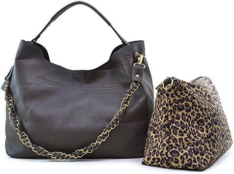 Dasein 2-in-1 Faux Leather Hobo with Organizer Bag - Grey