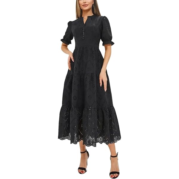 utcoco Lace Eyelet Shirt Dresses for Women Embroidered Hollow Out Short Sleeve Button Down Midi Shirt Dress (Medium, White) at Amazon Women's Clothing store utcoco Lace Eyelet Shirt Dresses for Women Embroidered Hollow Out Short Sleeve Button Down Midi Shirt Dress (Medium, White) at Amazon Women's Clothing store