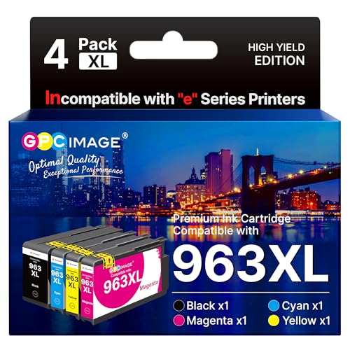 GPC Image 963XL 963 XL Compatible Ink Cartridges for HP 963 963XL Multipack for HP Officejet Pro 9010 9012 9013 9014 9015 9016 9018 9019 9020 9022 9023 9025 9026 9028 (4-pack)
