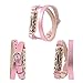 Hagibis Genuine Leather Bands with Metal Pendant for Fitbit Flex 2 (Gold Pink)