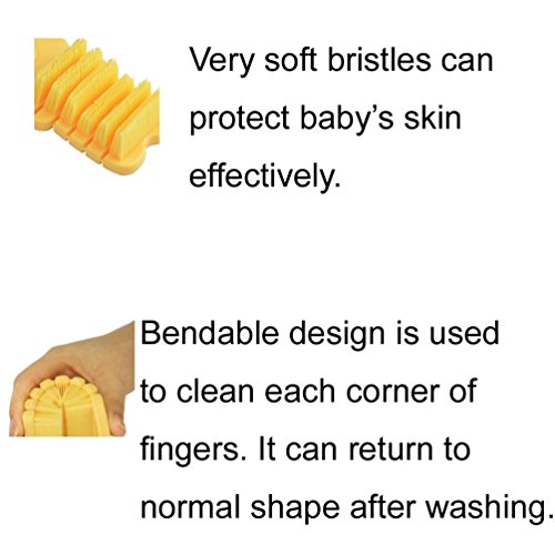 Nail Scrubber Brush Kids, Hands Finger Nails Scrub Scrubbing Cleaning Washing Brushes with Soft Bristle for Baby Toddler and Children, Animal Style and 2 Colors Choice (Yellow)