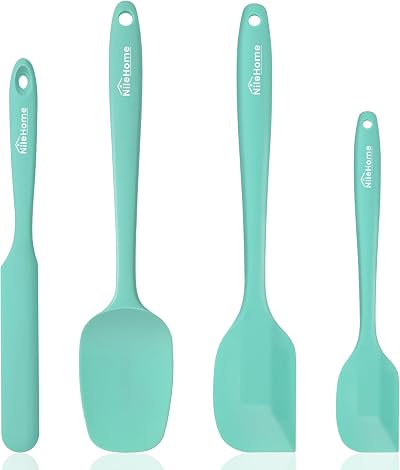 NileHome Silicone Spatula Set 4 Pcs Food Grade Heat Resistant Turquoise