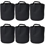 Garden Plant bags / 6-Packs 5 Gallon Grow Bags /Aeration Fabric Pots /Handles (Black)