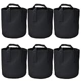 Garden Plant bags / 6-Packs 5 Gallon Grow Bags /Aeration Fabric Pots /Handles (Black)