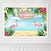 Mocsicka Flamingo Birthday Backdrop 7x5ft Vinyl Hawaiian Birthday Party Decorations Tropical Beach Aloha Party Dessert Table Photo Booth Background
