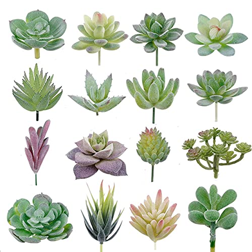 16 Pack Artificial Succulent Plants Unpotted Premium Pack of Small Fake Succulent Plants