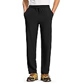 Rdruko Men's Sweatpants Lightweight Quick Dry Workout Joggers Running Gym Athletic Open Bottom Track Pants with Pockets,Black,L