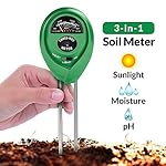 Moisture Soil Meter, 3-in-1 Soil Test Kit Moisture pH Light Tester Gardening Tools for Garden, Plants, Lawn, Farm, Indoor/Outdoors to Use (No Battery needed)