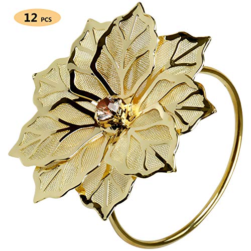 wonlex Hollow Out Flower Napkin Ring for Wedding Reception Banquet Birthday, Dinner Party, Table Decor