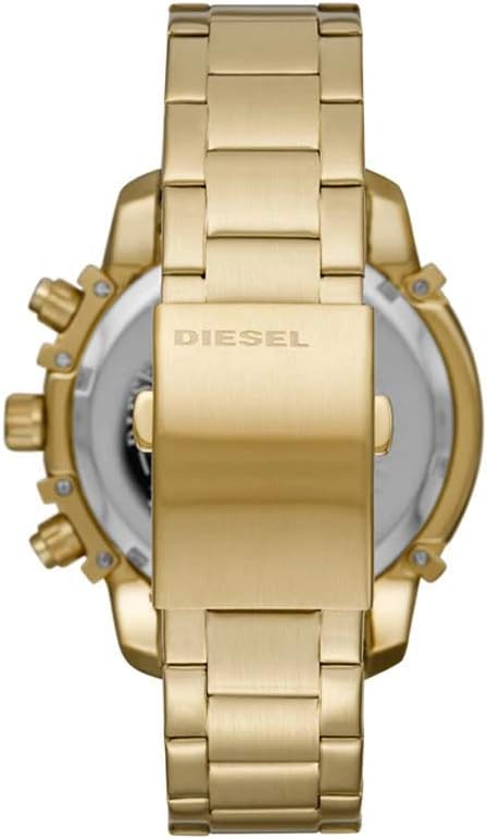 Relógio griffed para homens, movimento cronógrafo de quartzo com bracelete em aço inoxidável, tom dourado e grafite, 48 mm