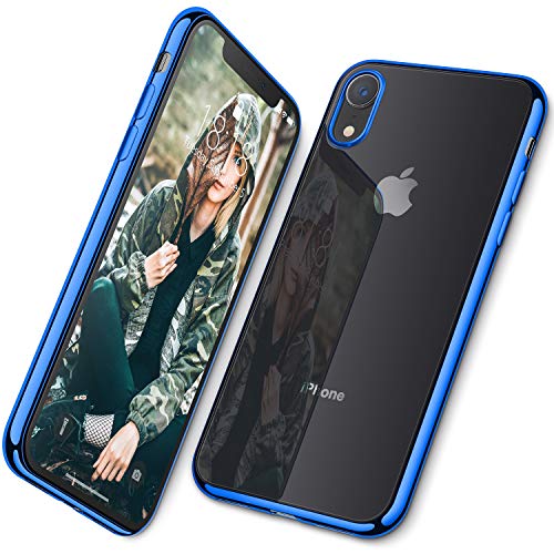 DTTO Case for iPhone XR, [Lightening Series] Clear Stylish Flexible Case with Metal Luster Edge for Apple iPhone XR 6.1 Inch (2018 Released) - Blue