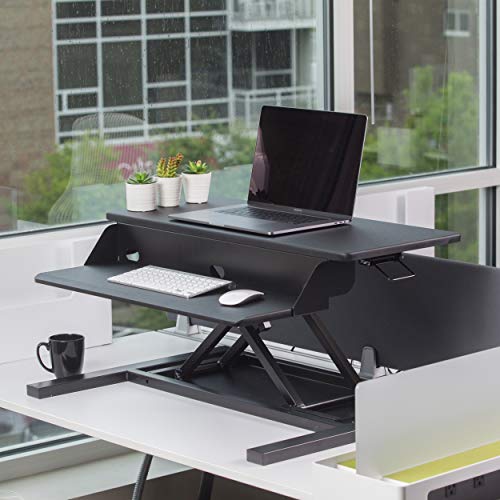 Stand Up Desk Store AirRise Pro 2.0 Two Tier Standing Desk Converter with Dual Monitor Mount