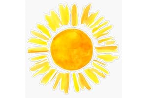 SMJ DESIGNS Brushed Watercolor Painted Sun Sticker Vinyl Waterproof Sticker Decal Car Laptop Wall Window Bumper Sticker 5"