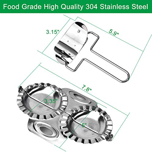 Stainless Steel Dumpling Maker Fast Double Dumpling Mold with Wonton Ravioli Dumpling Wrapper Dough Presser Pelmeni Jiaozi Kitchen Gadget Tool Lager Size 3.35 Inch