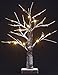 Fashionlite LED Snow Bonsai Tree Light 15 Inch Tabletop Bonsai Tree with 24 Light Birch Tree Bonsai for Home Decor, Battery-Operated