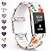TreasureMax Compatible with Fitbit Charge 2 Bands for Women/Men,Silicone Fadeless Pattern Printed Replacement Floral Bands for Fitbit Charge 2 HR Wristbands