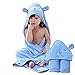 Organic Cotton Fabric Hooded Towel for Kids, Toddler Poncho Towels for Shower Pool Beach Cover Up, 35