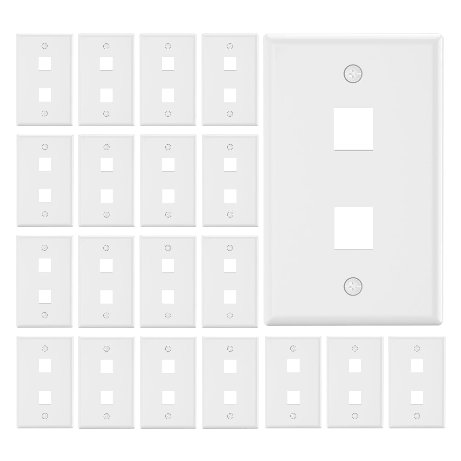 Photo 1 of VCE 2 Port Keystone Wall Plate UL Listed (20-Pack), Single Gang Wall Plates for RJ45 Keystone Coupler and Modular Jack Inserts, White