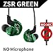 KZ ZSR in-Ear Headphones Earphone HiFi Stereo Deep Bass Earbuds with 0.75mm 2 Pins Detachable Cable Noise Isolating Headset with Hybrid Driver for Running, Jogging, Walking (Green Without Mic)