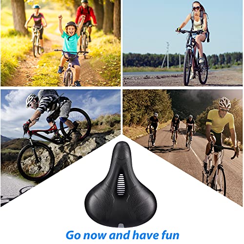 TJINHEZ Fahrradsattel, Hohl Ergonomisch Fahrrad Sattel, breiter, weicher, komfortabel, Wasserdicht und stoßdämpfend Fahrradsattel Herren Damen
