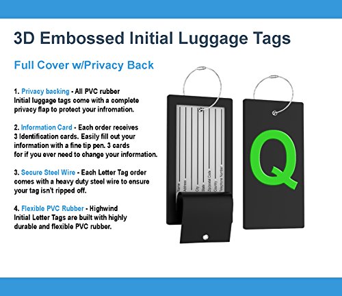 Luggage Tag Initial Bag Tag - Fully Bendable Tag w/ Stainless Steel Loop