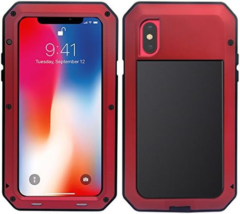 iPhone X Case, MRSMR Heavy Duty 360 Protective Cover Waterproof DustProof Shockproof Full Body Bumper Case with Built-in Screen Protector for iPhone X - Red