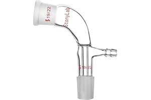 StonyLab Glass Vacuum Take Off Adapter, 105 Degree Bent, Short Stem with 19/22 Joints