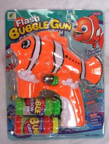 Light up Clown Fish Bubble Gun with Sound Toy Bottle Bubbles Maker Machine