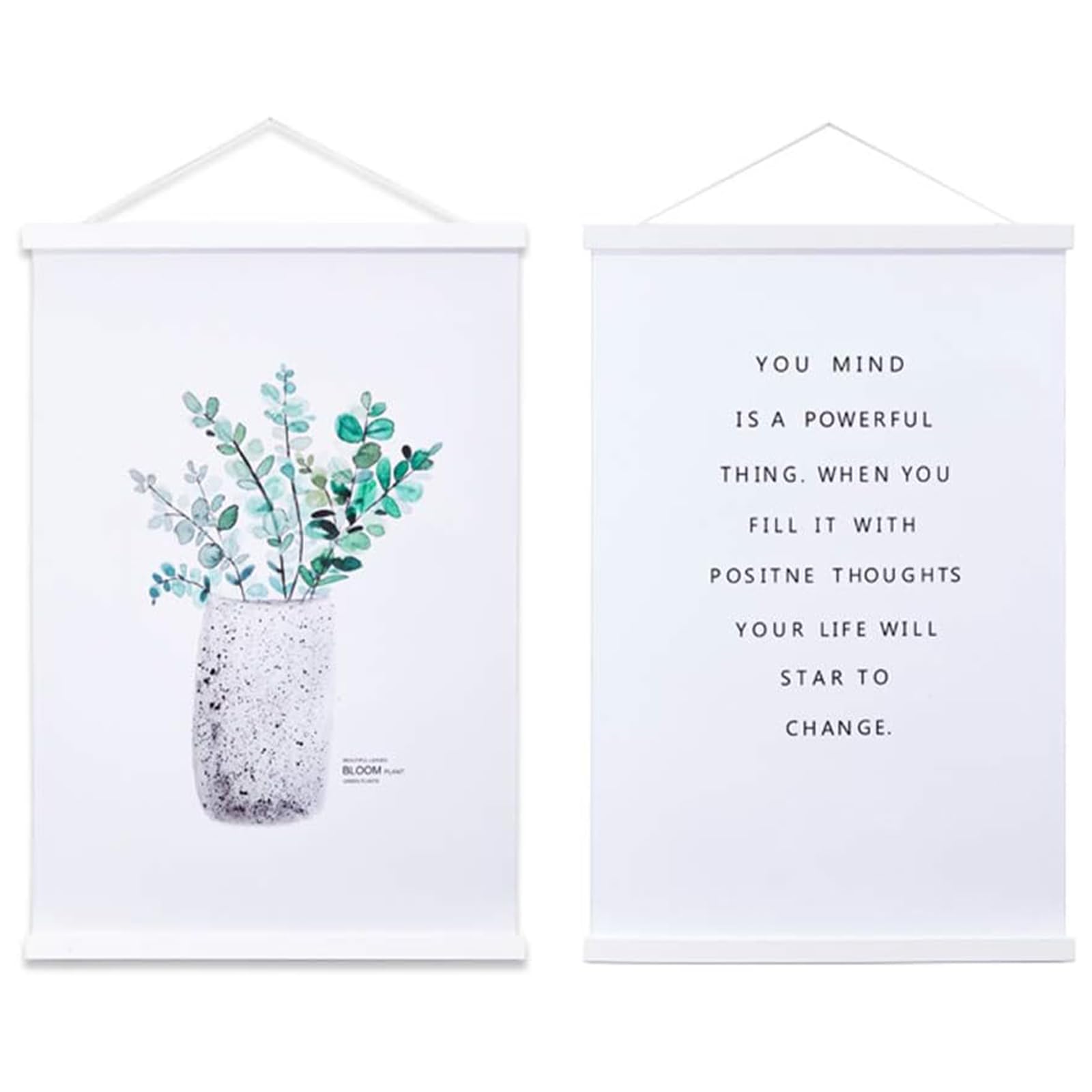 Ywlake Magnetic Poster Frame Frames,Light Wood Wooden Poster Hangers Hanger Hanging Kit for Canvas Artwork Art Print (30cm / 11.8", White,2 Packs)