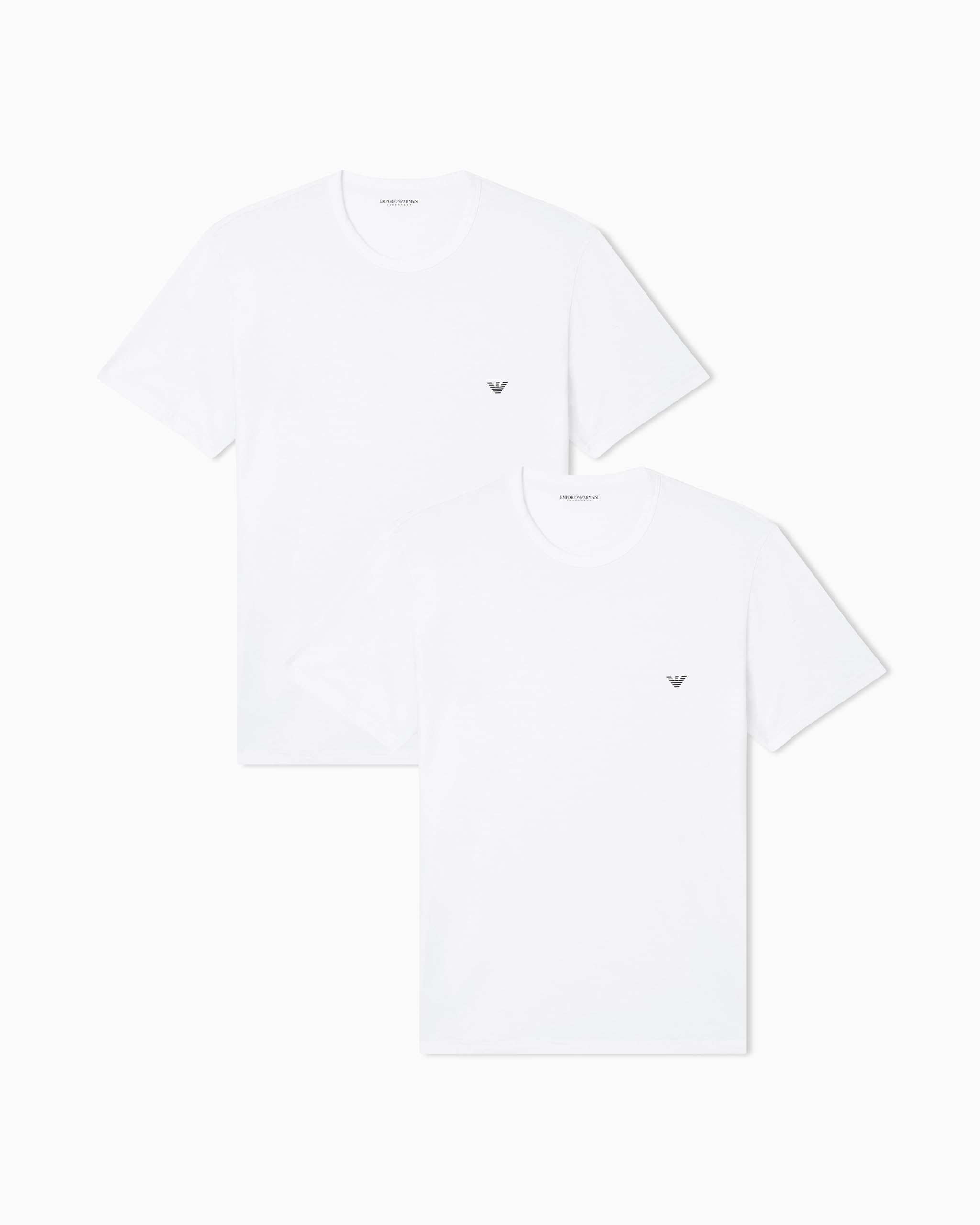 Emporio Armani Men’s Stretch Cotton Jersey 2 Pack Crew Neck T Shirt, White/White, Small